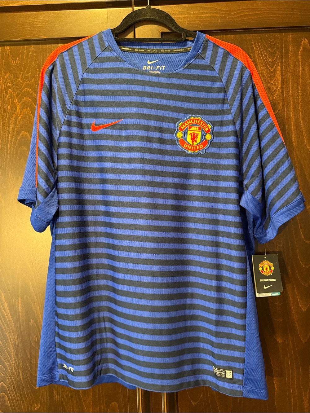 NWT Nike Soccer Manchester United Striped Soccer Training Top Size XXL